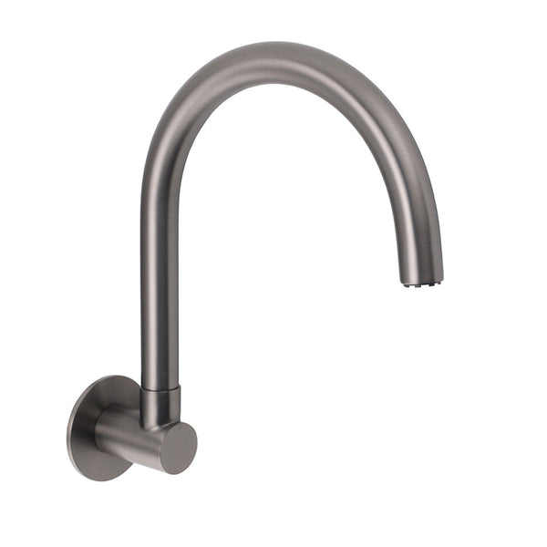 Gun Metal Bathroom Tub Filler Round Gooseneck Arm Faucet Water Outlet Wall Spout Bath Taps