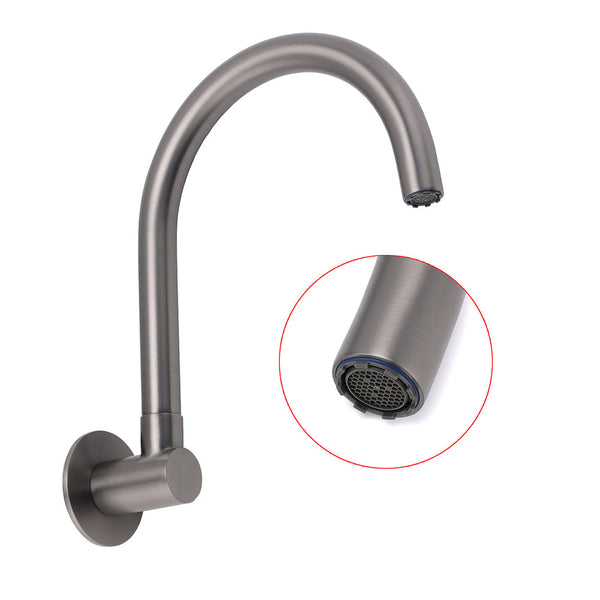 Gun Metal Bathroom Tub Filler Round Gooseneck Arm Faucet Water Outlet Wall Spout Bath Taps