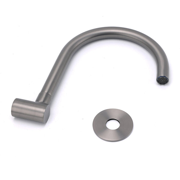 Gun Metal Bathroom Tub Filler Round Gooseneck Arm Faucet Water Outlet Wall Spout Bath Taps