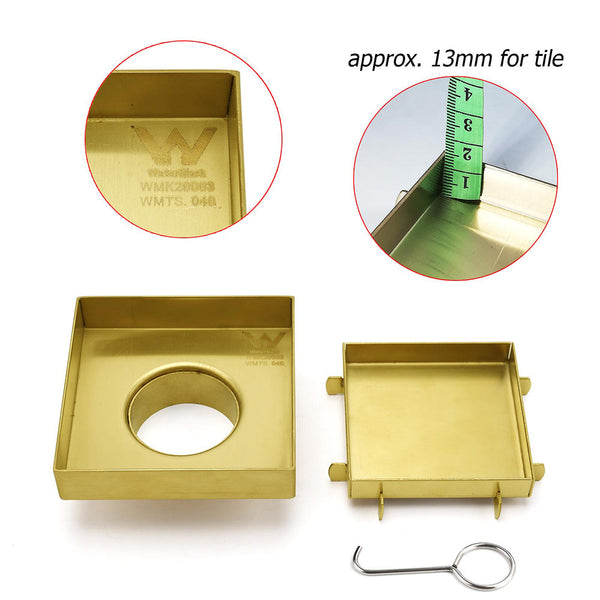 Brushed Gold 100Mm Square Tile Insert Floor Drain Tiny Shower Grate 50Mm Waste Drain Grates