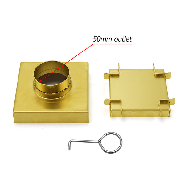 Brushed Gold 100Mm Square Tile Insert Floor Drain Tiny Shower Grate 50Mm Waste Drain Grates
