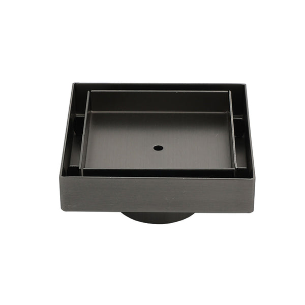 Gun Metal 100Mm Square Tile Insert Floor Drain Small Shower Grate 50Mm Waste Set Drain Grates