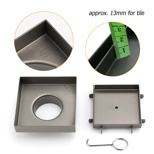 Gun Metal 100Mm Square Tile Insert Floor Drain Small Shower Grate 50Mm Waste Set Drain Grates