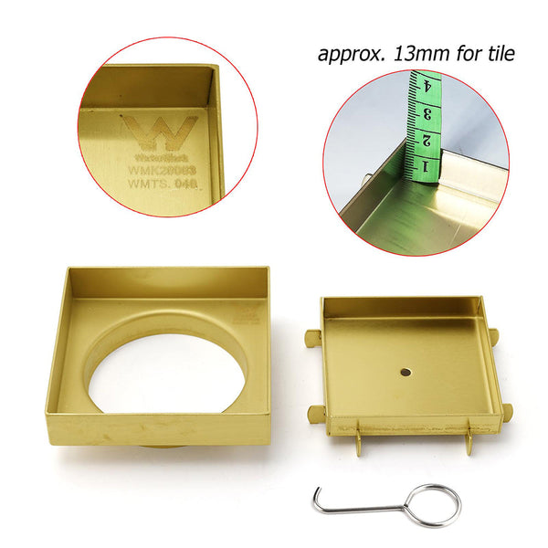 Brushed Gold 100X100mm Tile Insert Floor Drain Square Shower Grate 80Mm Waste Drain Grates