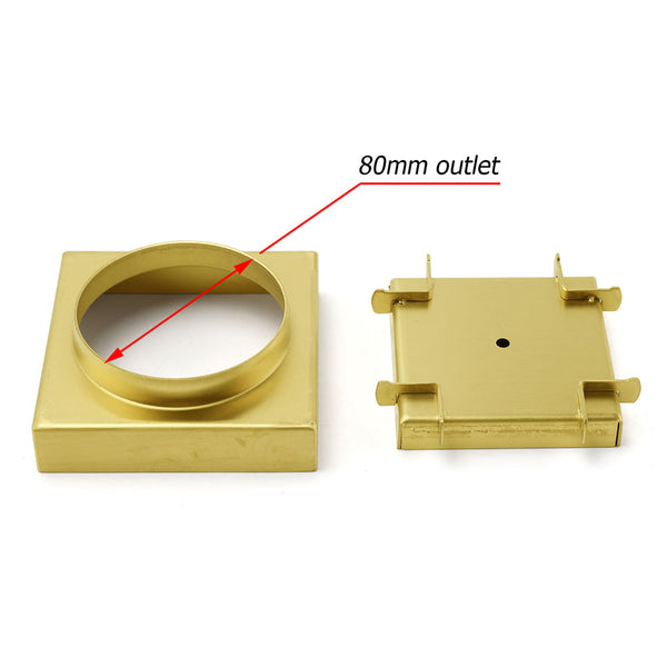 Brushed Gold 100X100mm Tile Insert Floor Drain Square Shower Grate 80Mm Waste Drain Grates