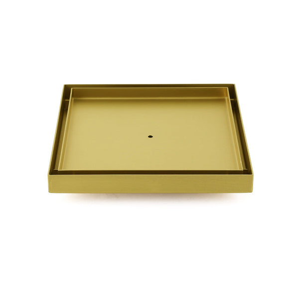 Brushed Gold Large 200Mm Tile Insert Bathroom Floor Drain Grate 80Mm Waste Outet Drain Grates