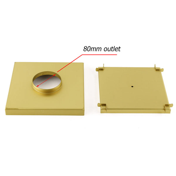 Brushed Gold Large 200Mm Tile Insert Bathroom Floor Drain Grate 80Mm Waste Outet Drain Grates