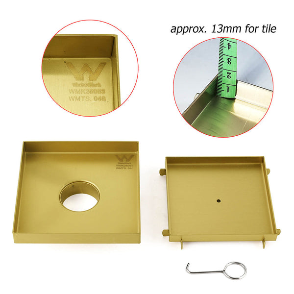 Brushed Gold Square 150X150mm Tile Insert Floor Drain Shower Grate 50Mm Waste Drain Grates