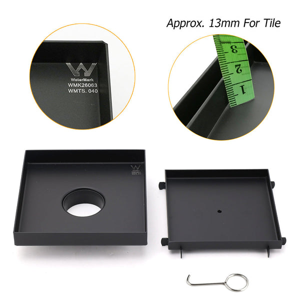 Matt Black 150X150mm Tile Insert Floor Drain Shower Grate 50Mm Outlet Watermark Drain Grates