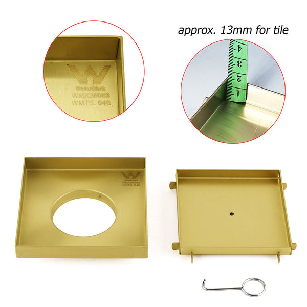 Brushed Gold 150X150mm Tile Insert Floor Drain Shower Grate 80Mm Waste Watermark Drain Grates