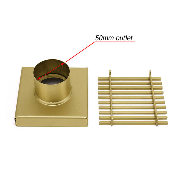 Brushed Gold Smart Square 100Mm Strip Fence Floor Drain Shower Grate 50Mm Waste Drain Grates