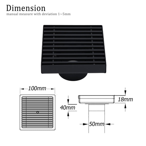 Matt Black 100Mm Square Strip Fence Shower Grate Bathroom Floor Drain 50Mm Waste Drain Grates
