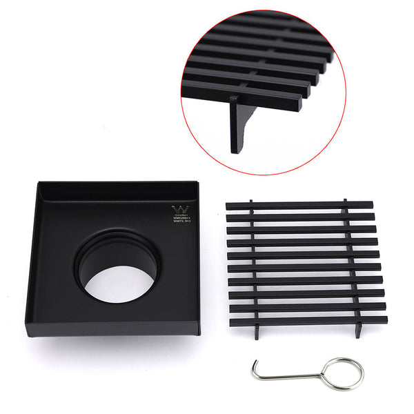 Matt Black 100Mm Square Strip Fence Shower Grate Bathroom Floor Drain 50Mm Waste Drain Grates