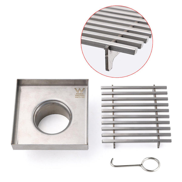 Bathroom Sus 100Mm Square Strip Fence Sword Shower Grate Floor Drain 50Mm Outlet Drain Grates