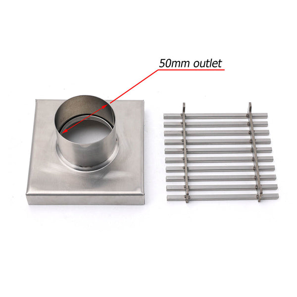 Bathroom Sus 100Mm Square Strip Fence Sword Shower Grate Floor Drain 50Mm Outlet Drain Grates