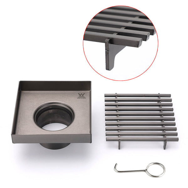 Gun Metal Sus 100Mm Square Strip Fence Floor Drain Small Shower Grate 50Mm Waste Drain Grates
