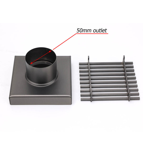 Gun Metal Sus 100Mm Square Strip Fence Floor Drain Small Shower Grate 50Mm Waste Drain Grates