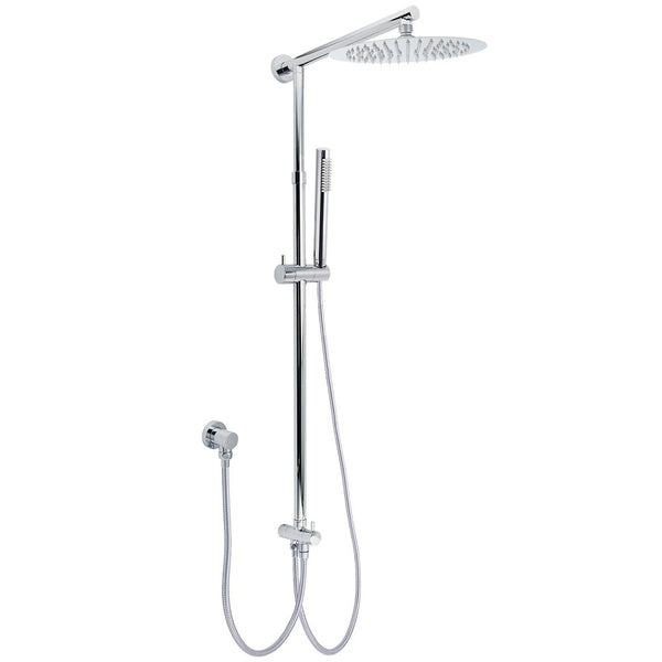 Wels Chrome 10" Round Rain Handheld Double Shower Head Rose Sliding Rail Arm Diverter Set Shower Heads & Combos