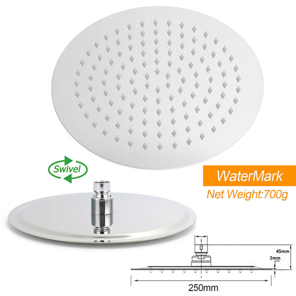 Wels Chrome 10" Round Rain Handheld Double Shower Head Arm Sliding Rail Wall Mixer Valve Shower Heads & Combos