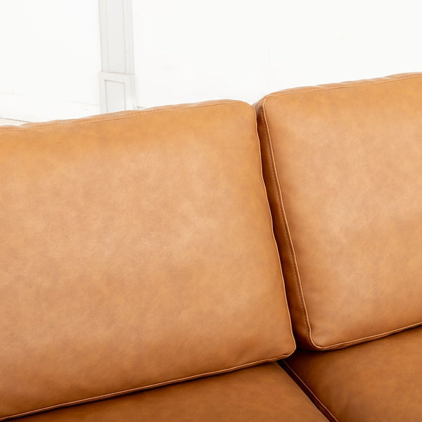 Modern Deep Seated Sofa Two Seater Faux Leather Brown Pu Sofas Armchairs & Couches