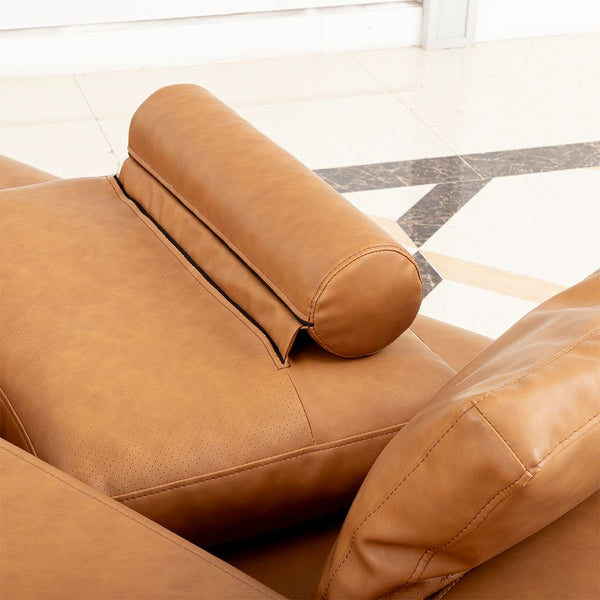 Modern Deep Seated Sofa Two Seater Faux Leather Brown Pu Sofas Armchairs & Couches