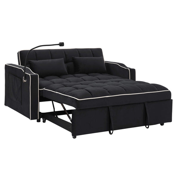 Fashionable Modern And Multi Functional Foldable Velvet Sofa Bed Black Sofa Beds