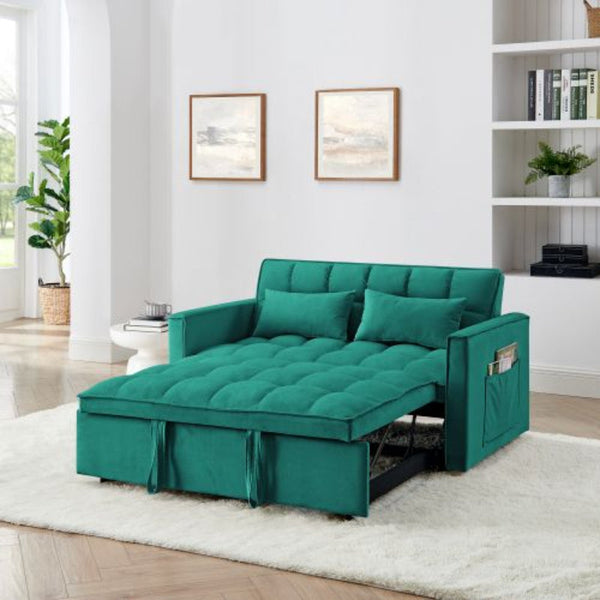 Fashionable Modern And Multi Functional Foldable Velvet Sofa Bed Green Sofa Beds