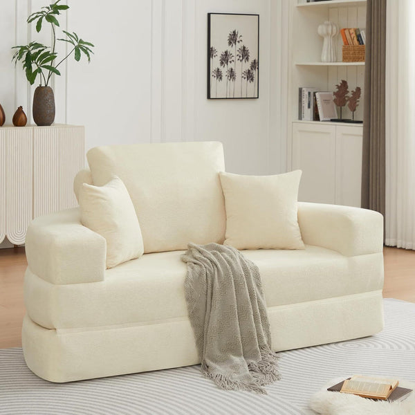 Multifunctional Round Convertible Sofa Bed Compressed Packaging Orange Sofa Beds