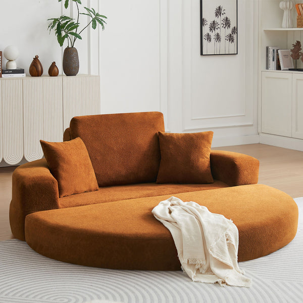 Multifunctional Round Convertible Sofa Bed Compressed Packaging Orange Sofa Beds