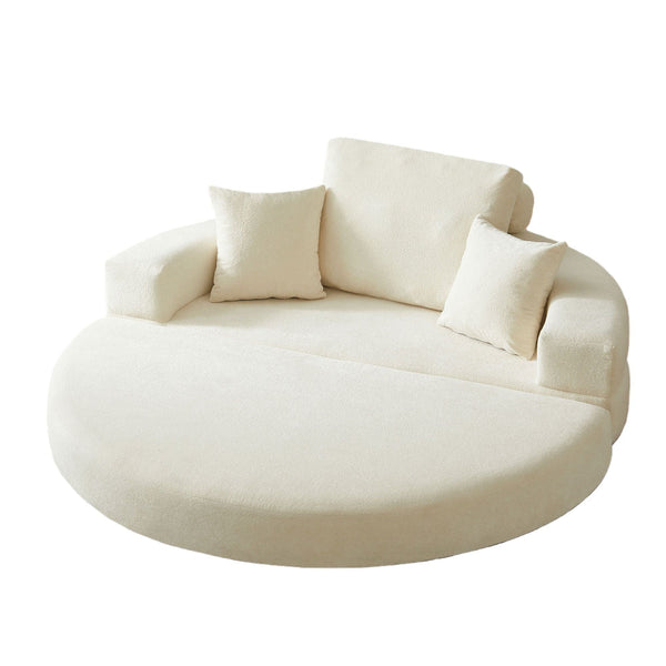 Multifunctional Round Convertible Sofa Bed Compressed Packaging Beige Sofa Beds