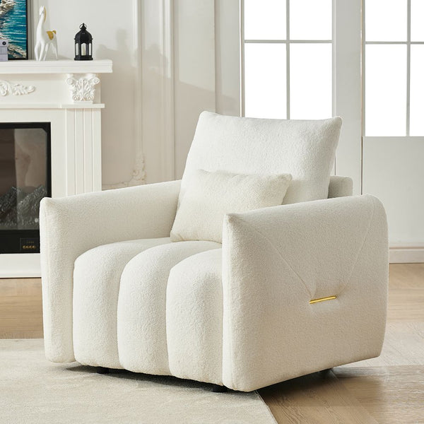 35" Teddy Fabric Sofa Modern Lounge Chair Upholstered With A Pillow Black Sofas Armchairs & Couches