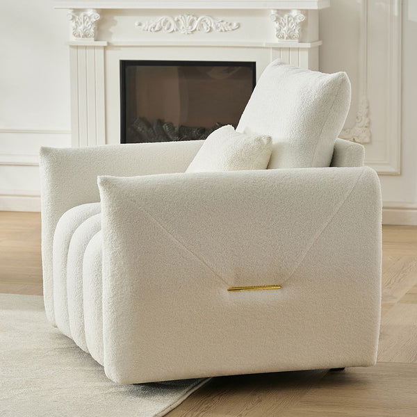 35" Teddy Fabric Sofa Modern Lounge Chair Upholstered With A Pillow Black Sofas Armchairs & Couches