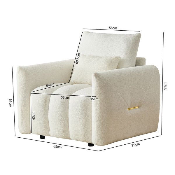 35" Teddy Fabric Sofa Modern Lounge Chair Upholstered With A Pillow Black Sofas Armchairs & Couches