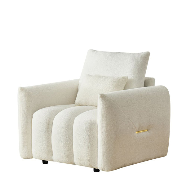 35" Teddy Fabric Sofa Modern Lounge Chair Upholstered With A Pillow Black Sofas Armchairs & Couches