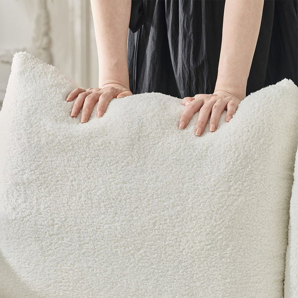 92 Inch High Quality Teddy Fur Fabric Corner Sofa White Sofas Armchairs & Couches