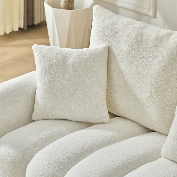 92 Inch High Quality Teddy Fur Fabric Corner Sofa White Sofas Armchairs & Couches