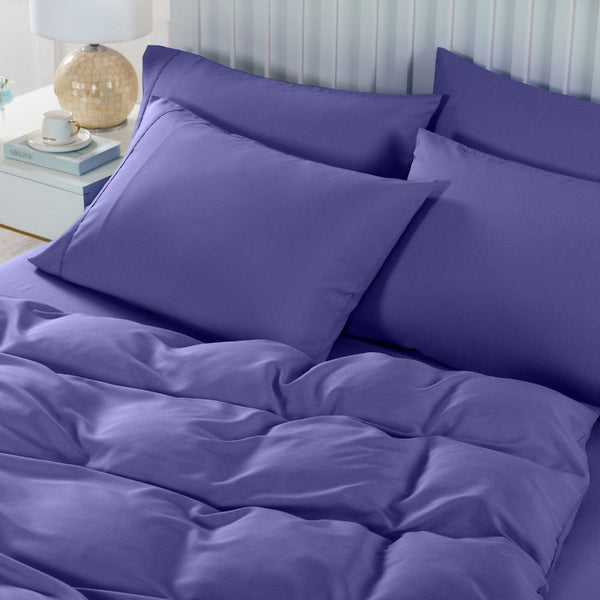 Royal Comfort 2000Tc 6 Piece Bamboo Sheet & Quilt Cover Set Cooling Breathable Double Blue Sheets
