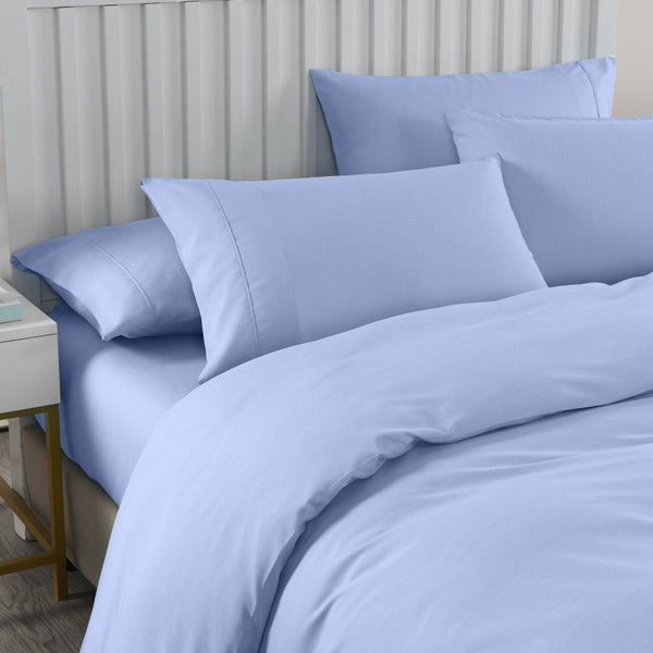 Royal Comfort 2000Tc 6 Piece Bamboo Sheet & Quilt Cover Set Cooling Breathable Queen Light Blue Quilt Covers