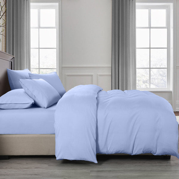 Royal Comfort 2000Tc 6 Piece Bamboo Sheet & Quilt Cover Set Cooling Breathable Queen Light Blue Quilt Covers