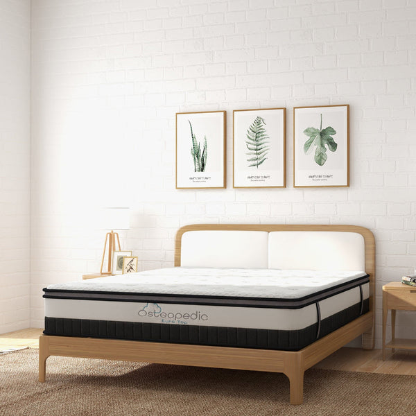 Osteopedic Euro Top Mattress Pocket Spring Medium Firm Hybrid Design Bed 30Cm King Single White Mattresses