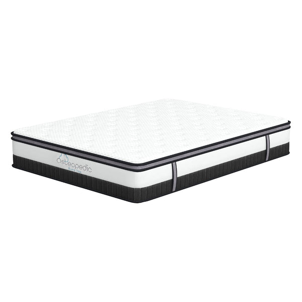 Osteopedic Euro Top Mattress Pocket Spring Medium Firm Hybrid Design Bed 30Cm King Single White Mattresses