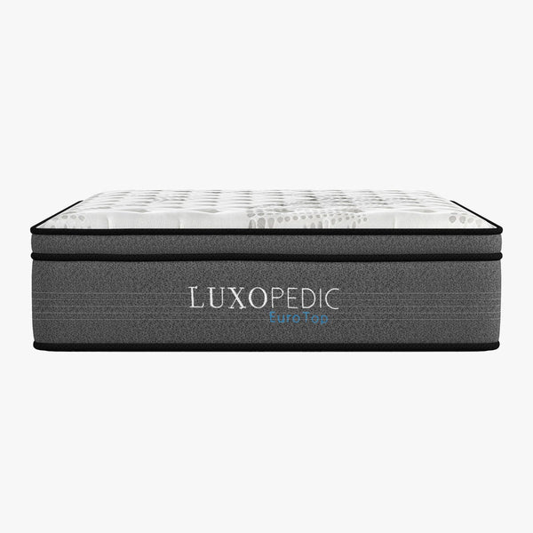 Luxopedic Pocket Spring Mattress 5 Zone 32Cm Euro Top Memory Foam Medium Firm Queen White Grey Mattresses