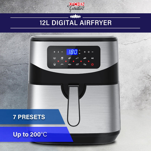 Kitchen Couture 12 Litre Air Fryer Multifunctional Lcd One Touch Display Silver Air Fryers
