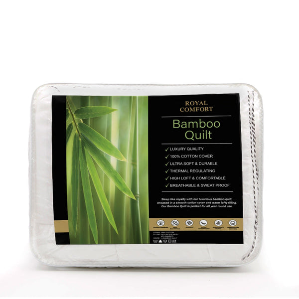 Royal Comfort Bamboo Blend Quilt 250Gsm Luxury Duvet 100% Cotton Cover Single White Sheets