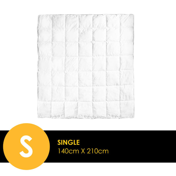 Royal Comfort Bamboo Blend Quilt 250Gsm Luxury Duvet 100% Cotton Cover Single White Sheets