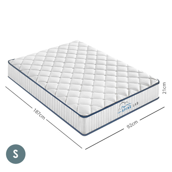 Spine Lab Mattress 5 Zone 21Cm Medium Firm Foam Bonnell Spring Single White Mattresses