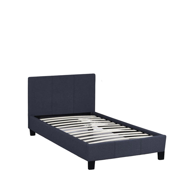 Milano Sienna Luxury Bed Frame Base And Headboard Solid Wood Padded Linen Fabric Single Charcoal Single Bed Frames