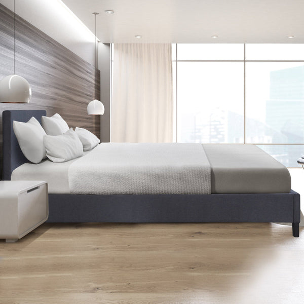 Milano Sienna Luxury Bed Frame Base And Headboard Solid Wood Padded Linen Fabric Single Charcoal Single Bed Frames