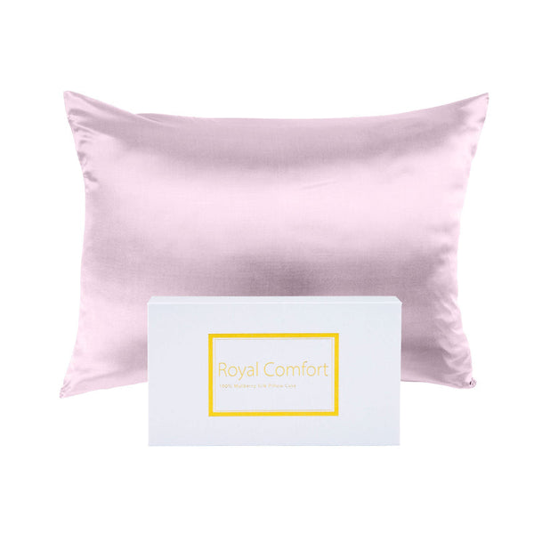 Royal Comfort Mulberry Soft Silk Hypoallergenic Pillowcase Twin Pack 51 X 76Cm Lilac Pillow Cases
