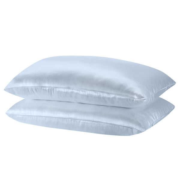Royal Comfort Mulberry Soft Silk Hypoallergenic Pillowcase Twin Pack 51 X 76Cm Blue Pillow Cases